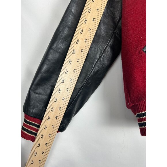 Vintage Trophy Jackets Adult Medium Red Leather Letterman Varsity Sportswear 70s - Picture 6 of 12